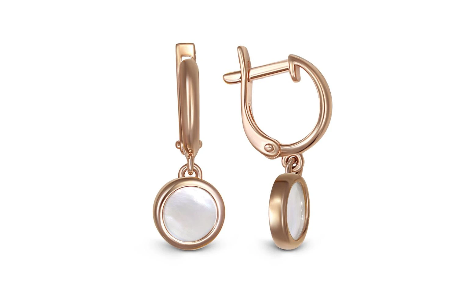 Детские серьги из красного золота с перламутром