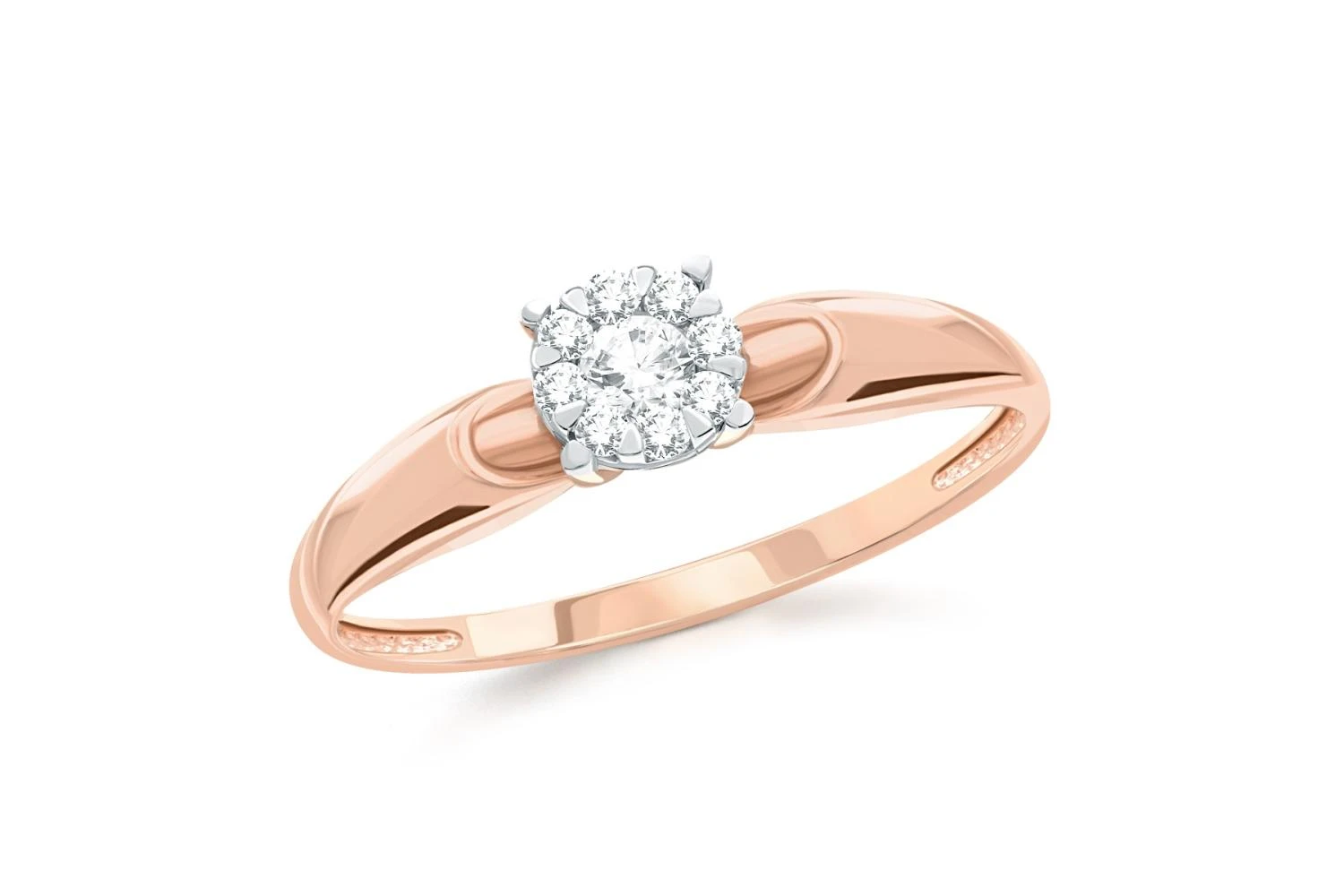 Кольцо из красного золота с 9 муассанитами