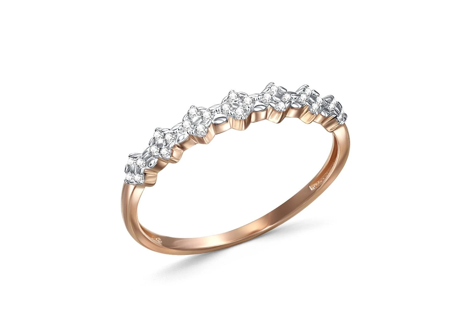 Кольцо дорожка из красного золота с 28 фианитами