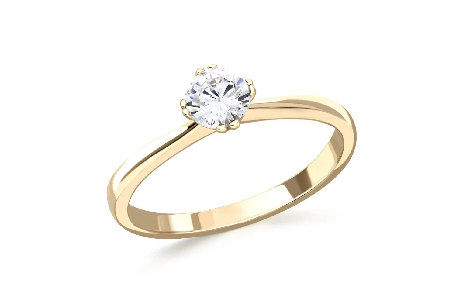 Кольцо из жёлтого золота с фианитом