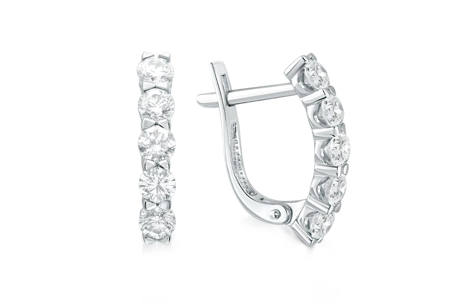 Серьги Дорожки из белого золота с 10 бриллиантами