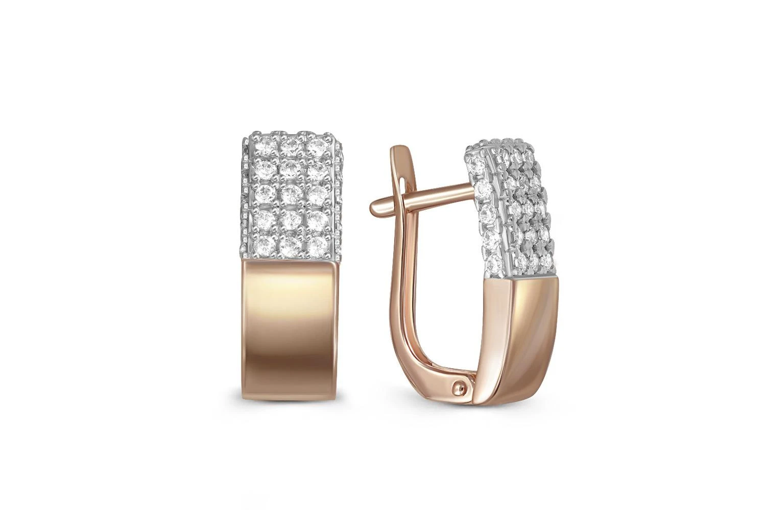 Серьги из красного золота с 56 фианитами