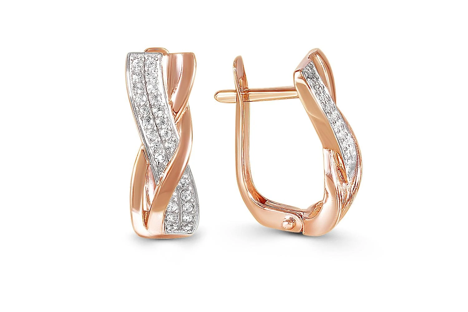 Серьги из красного золота с 50 бриллиантами