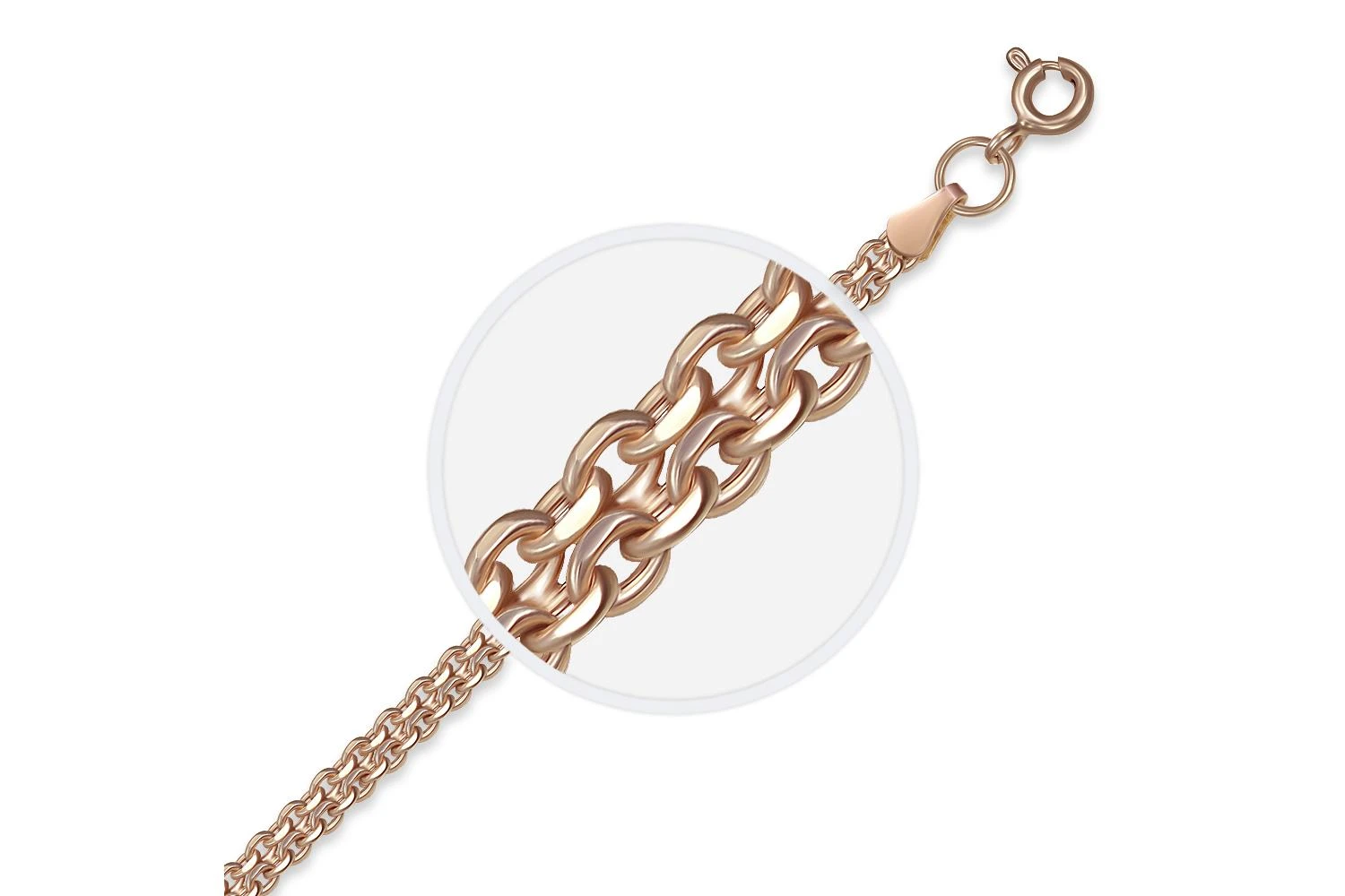 Цепь плетение бисмарк ⌀ нити 0,50 мм  из красного золота