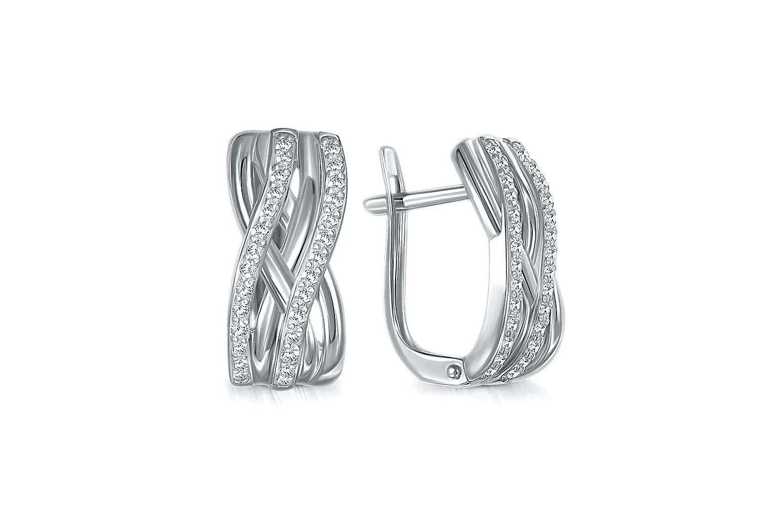 Серьги из белого золота с 56 фианитами