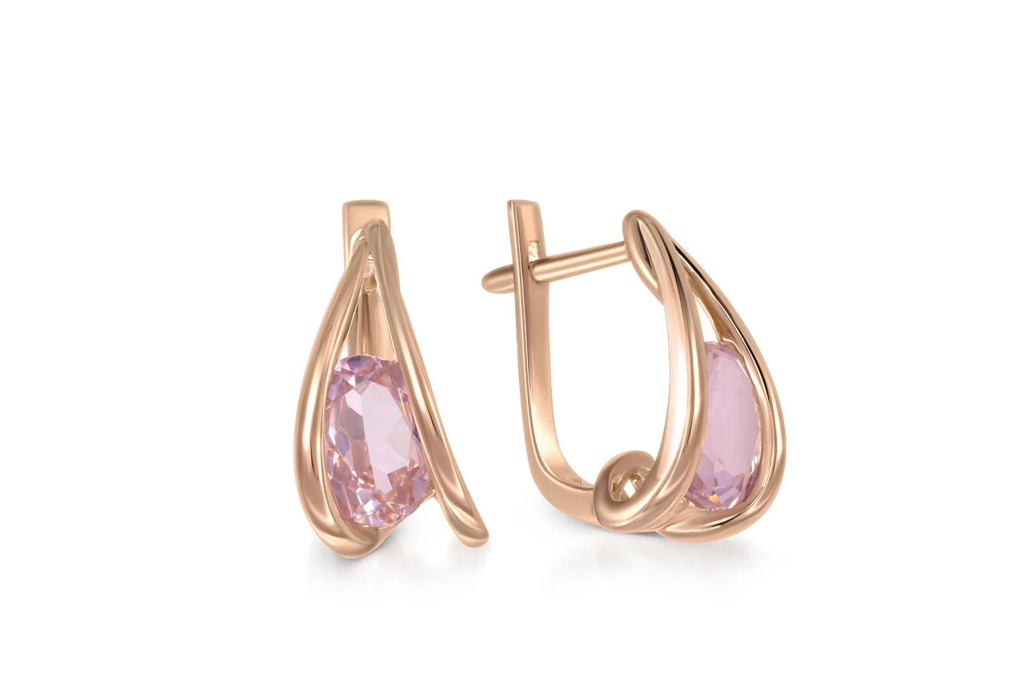 Серьги из красного золота с 2 ситаллами