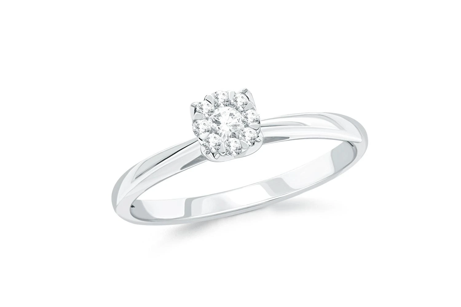 Кольцо Малинка из белого золота с 9 муассанитами