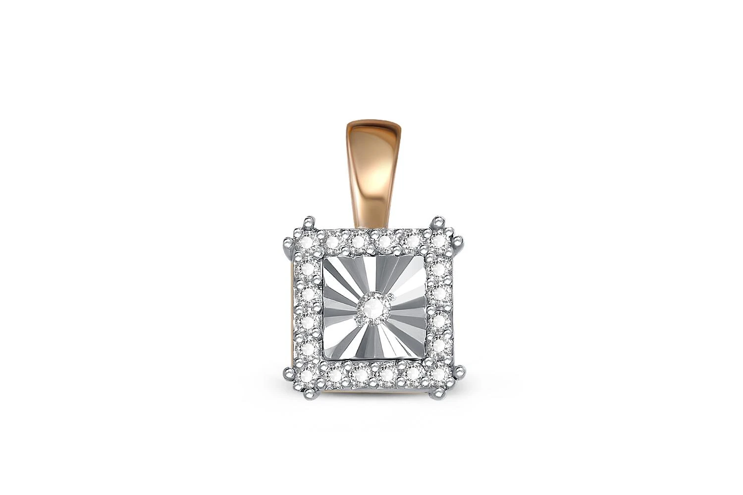 Подвеска Квадрат из красного золота с 21 бриллиантами