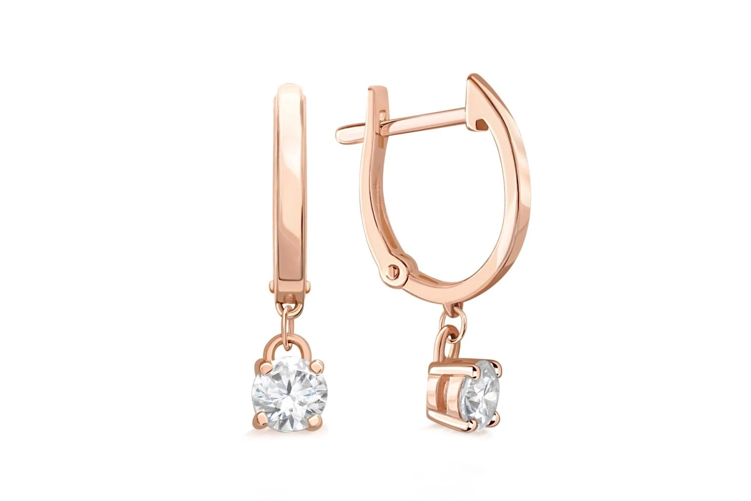 Серьги из красного золота с 2 муассанитами