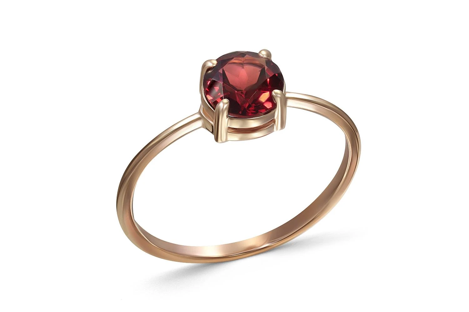 Кольцо из красного золота с гранатом