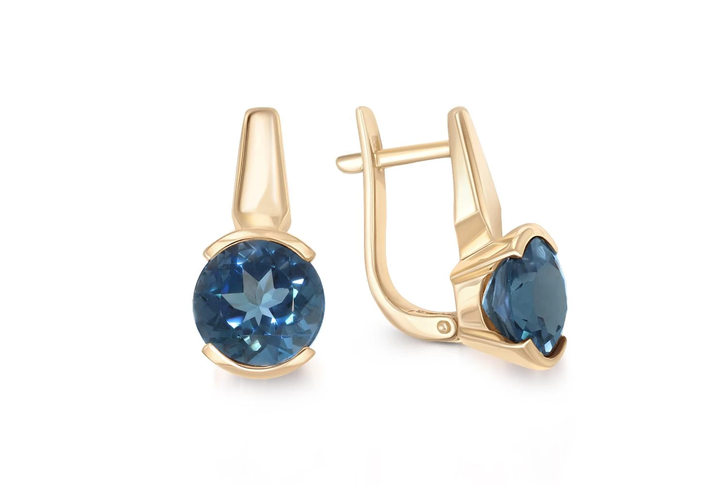 Серьги из жёлтого золота с 2 кварцами