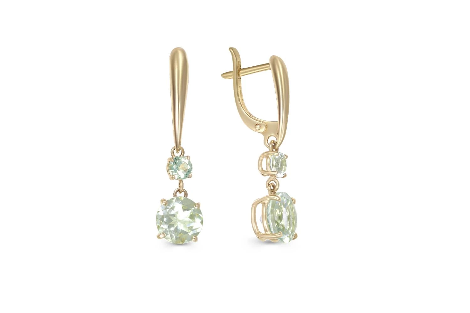 Серьги из жёлтого золота с 4 аметистами