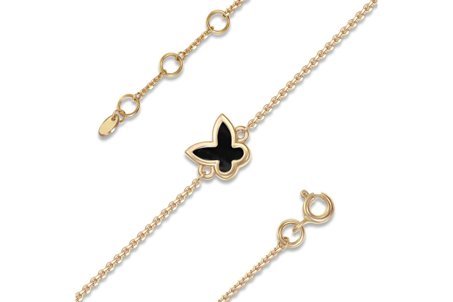 Браслет Бабочка из жёлтого золота с ониксом