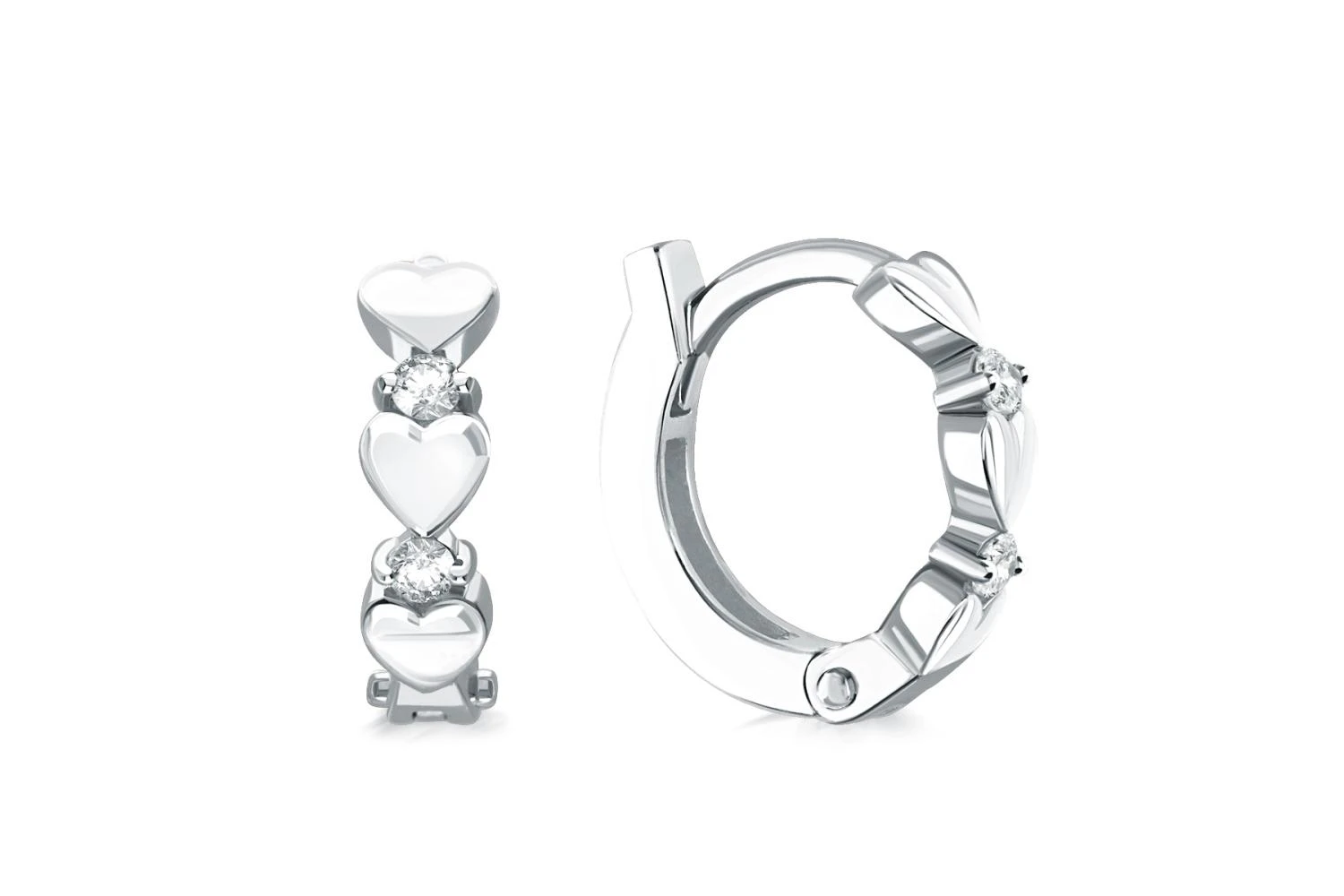 Серьги из белого золота с 4 фианитами