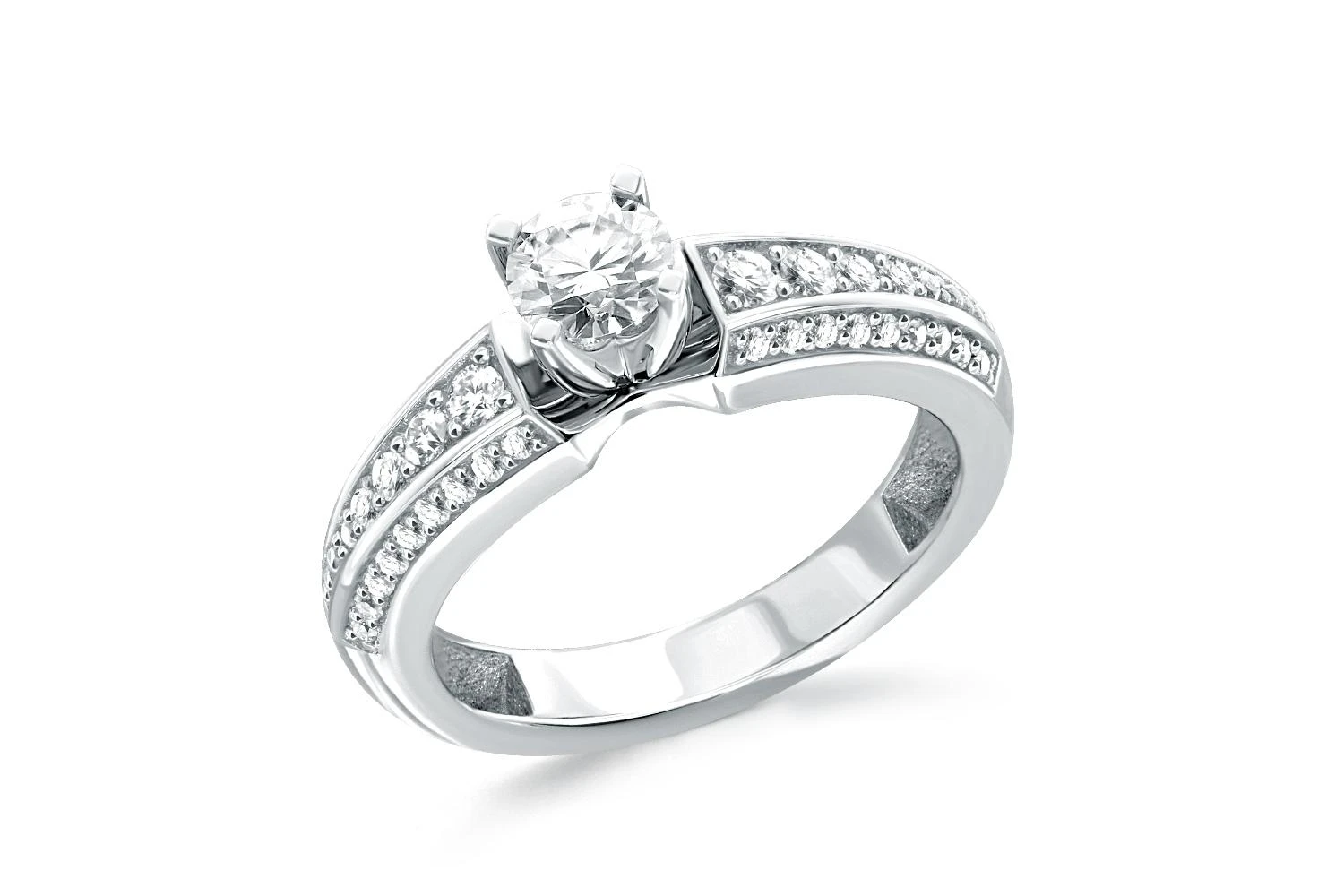 Кольцо из белого золота с 47 муассанитами