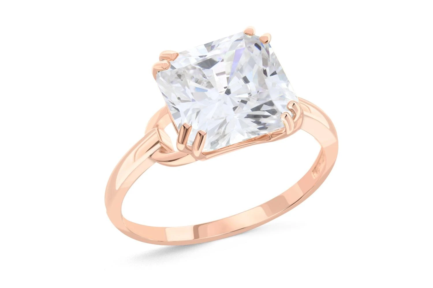 Кольцо из красного золота с фианитом