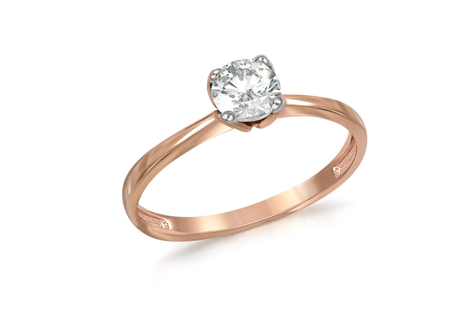 Кольцо из красного золота с фианитом