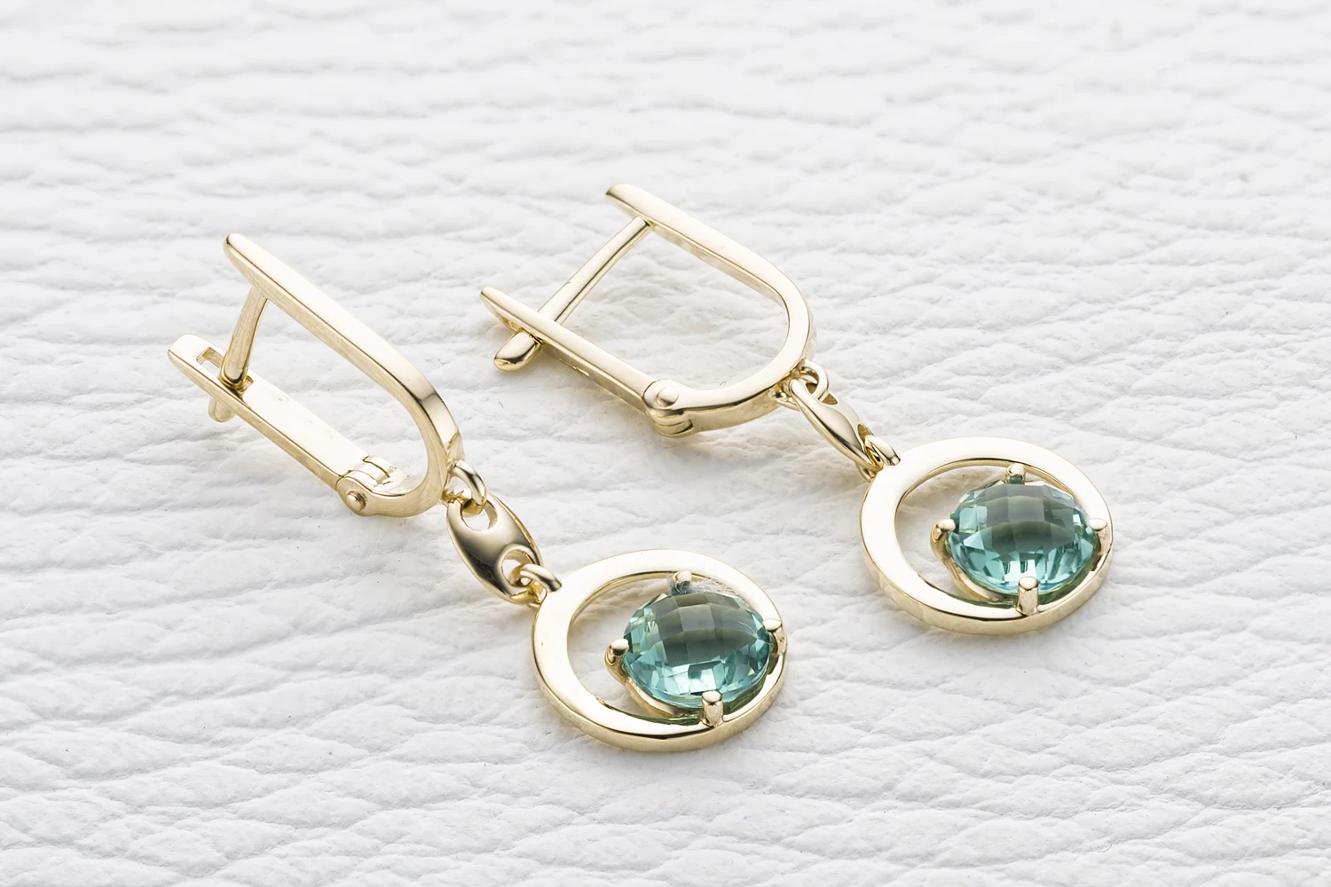 Серьги из жёлтого золота с 2 кварцами