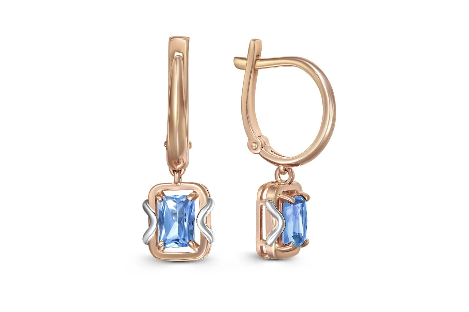 Серьги из красного золота с 2 топазами swiss