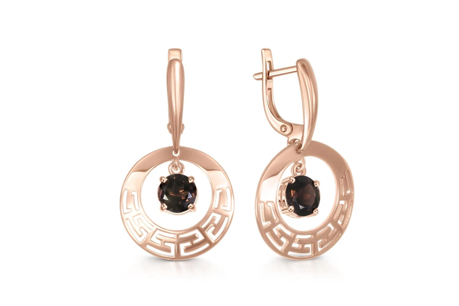 Серьги из красного золота с 2 раухтопазами