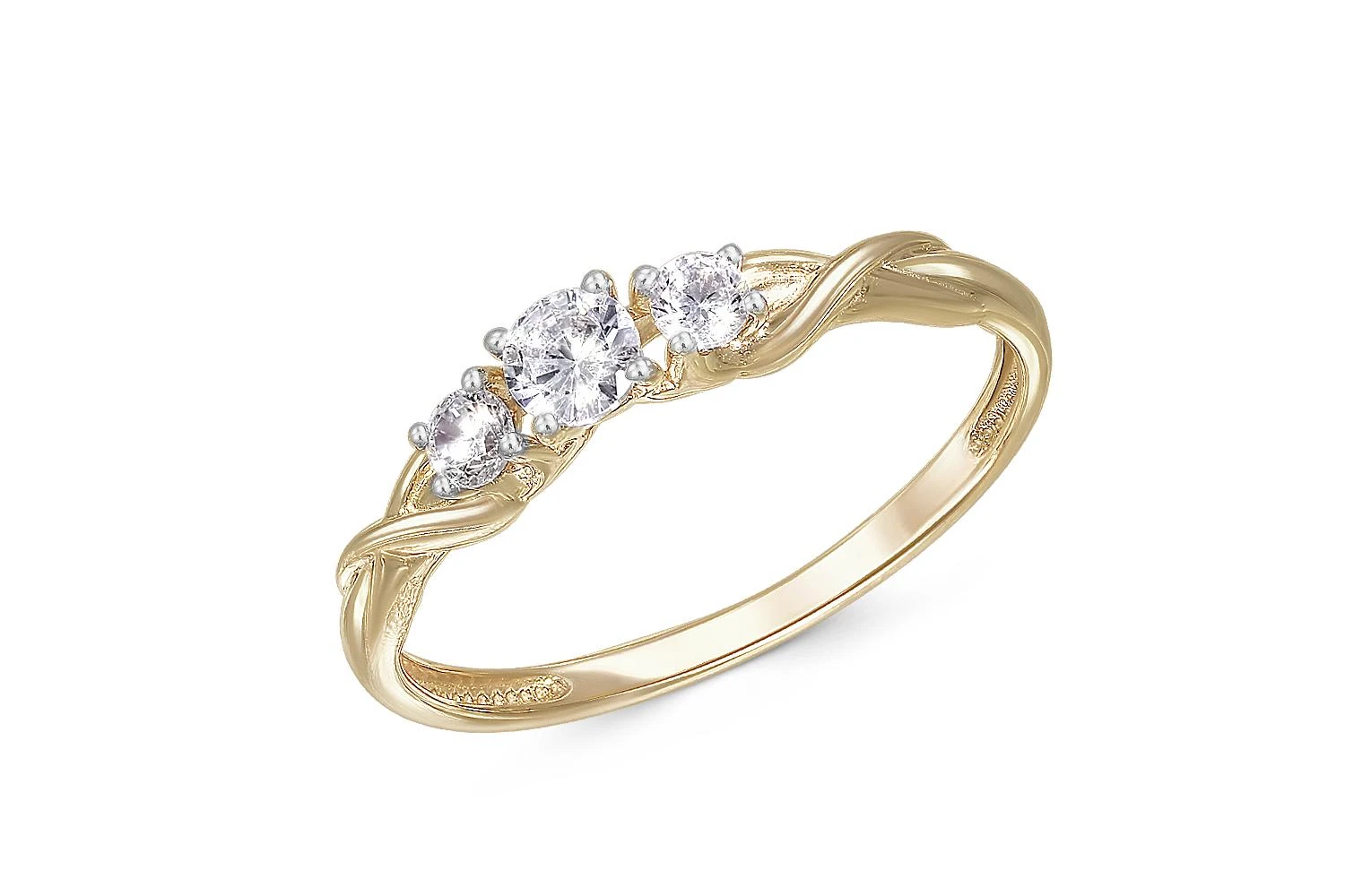 Кольцо из жёлтого золота с 3 бриллиантами