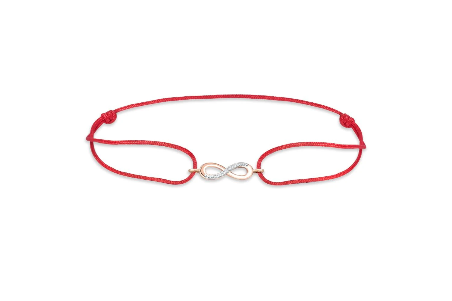 Браслет Бесконечность из красного золота с 5 фианитами