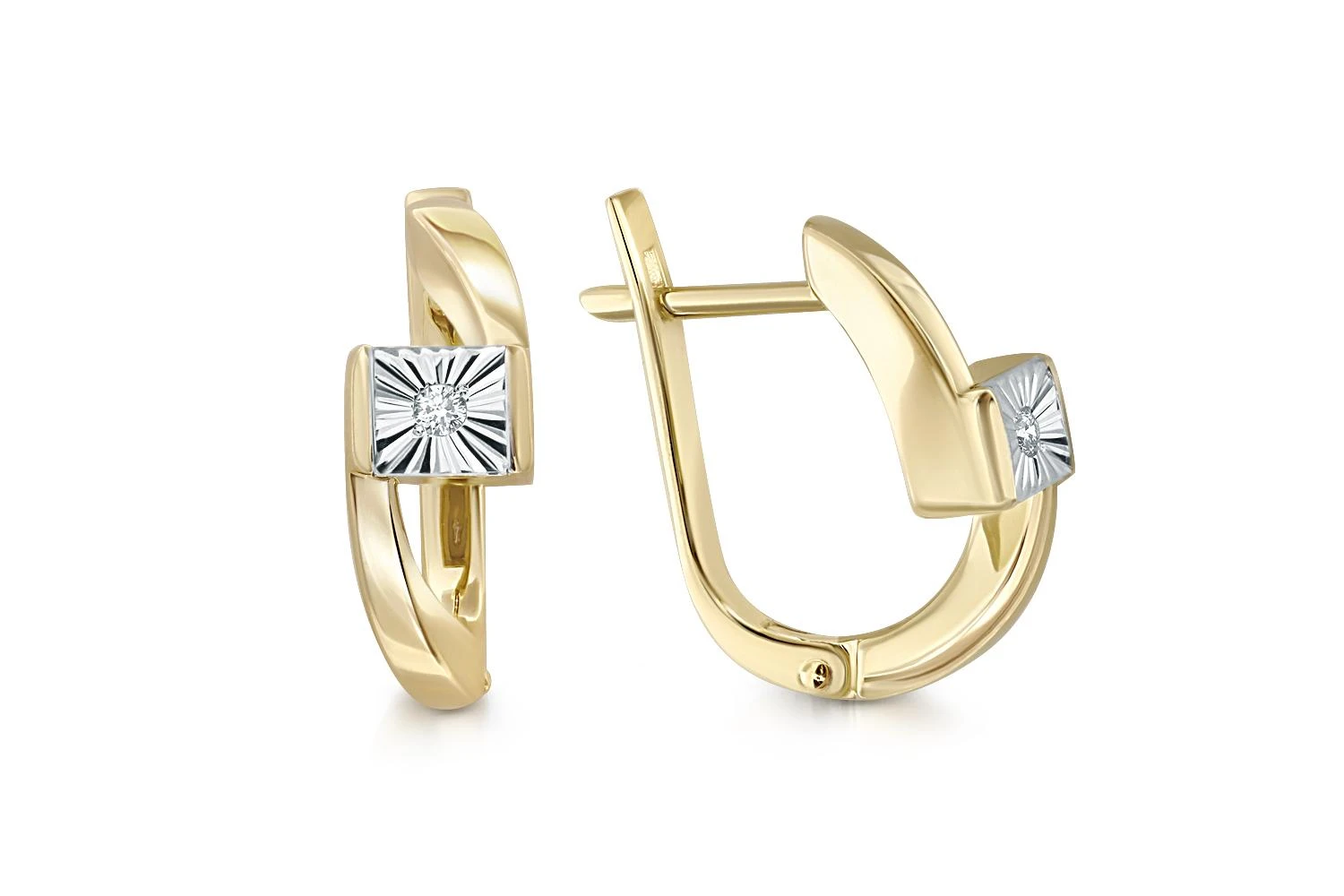 Серьги из жёлтого золота с 2 бриллиантами