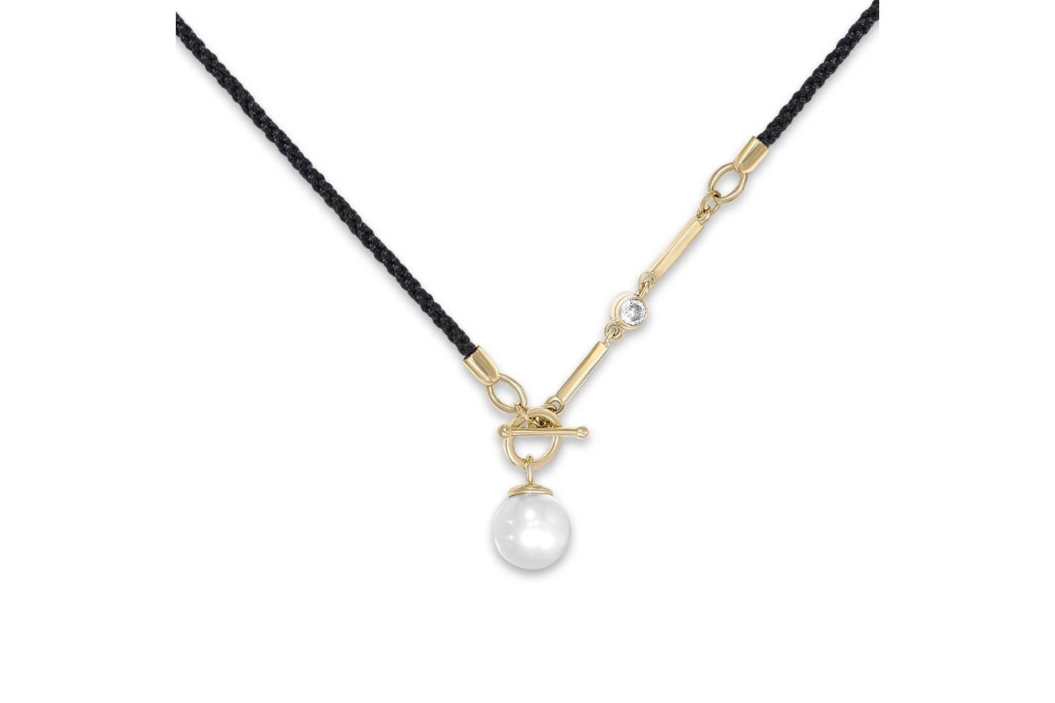 Колье из жёлтого золота с жемчугом и фианитом