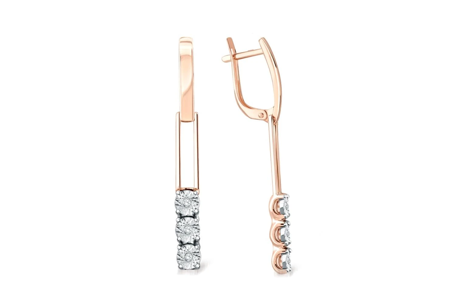 Серьги из красного золота с 6 бриллиантами