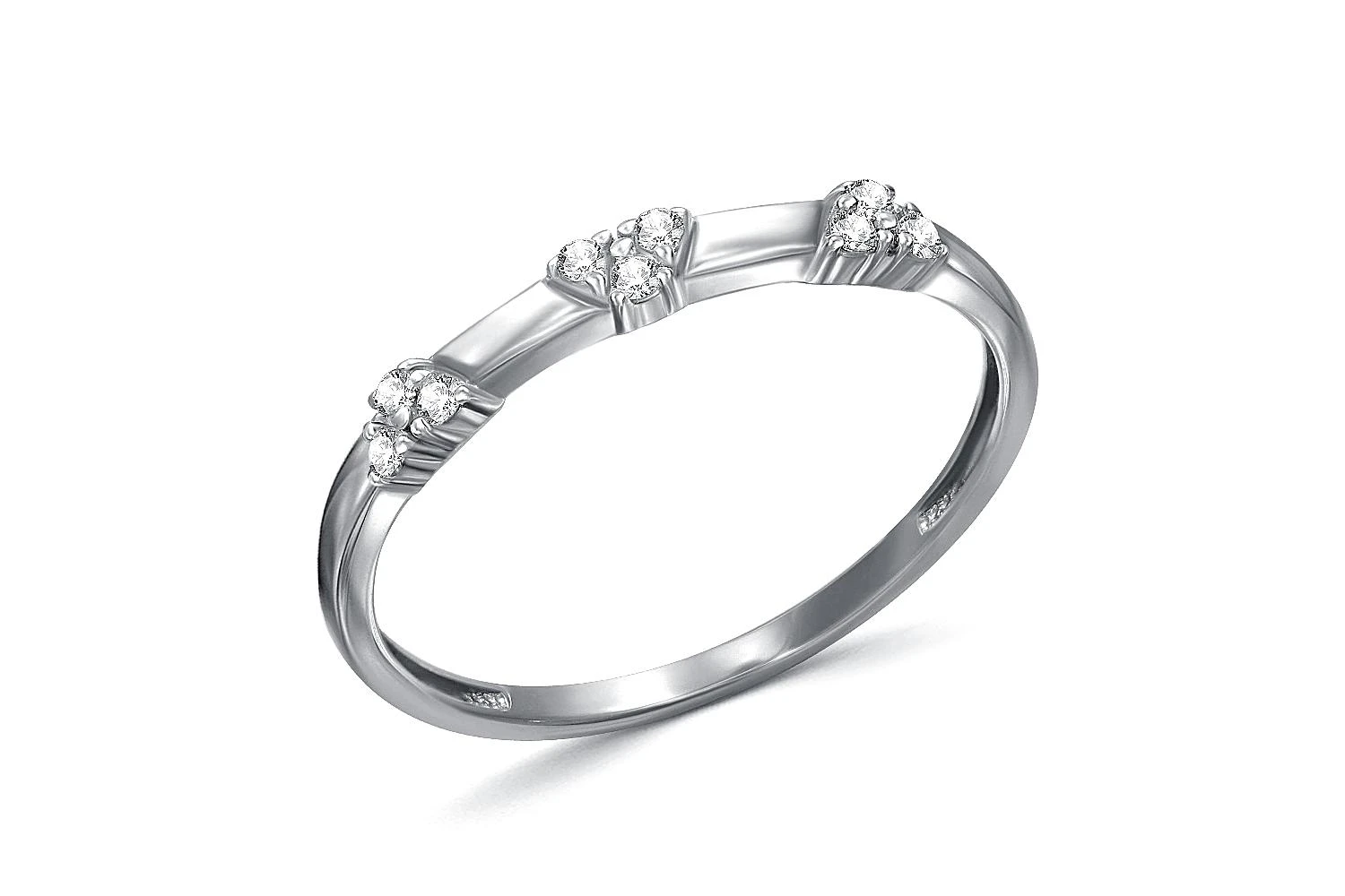 Кольцо из белого золота с 9 фианитами