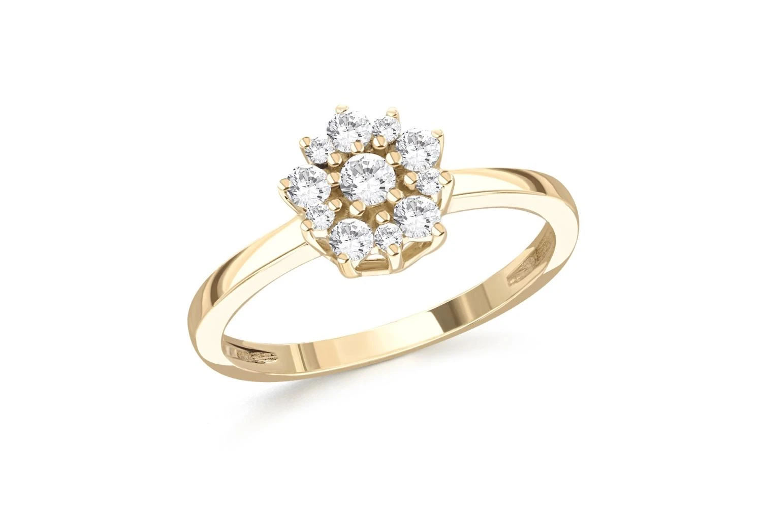 Кольцо из жёлтого золота с 11 фианитами