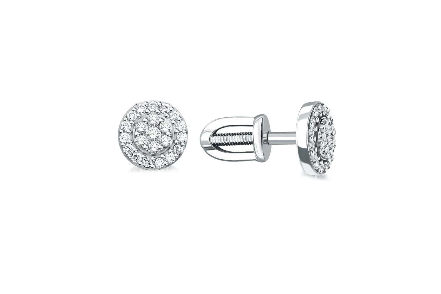 Серьги-пусеты из белого золота с 44 фианитами