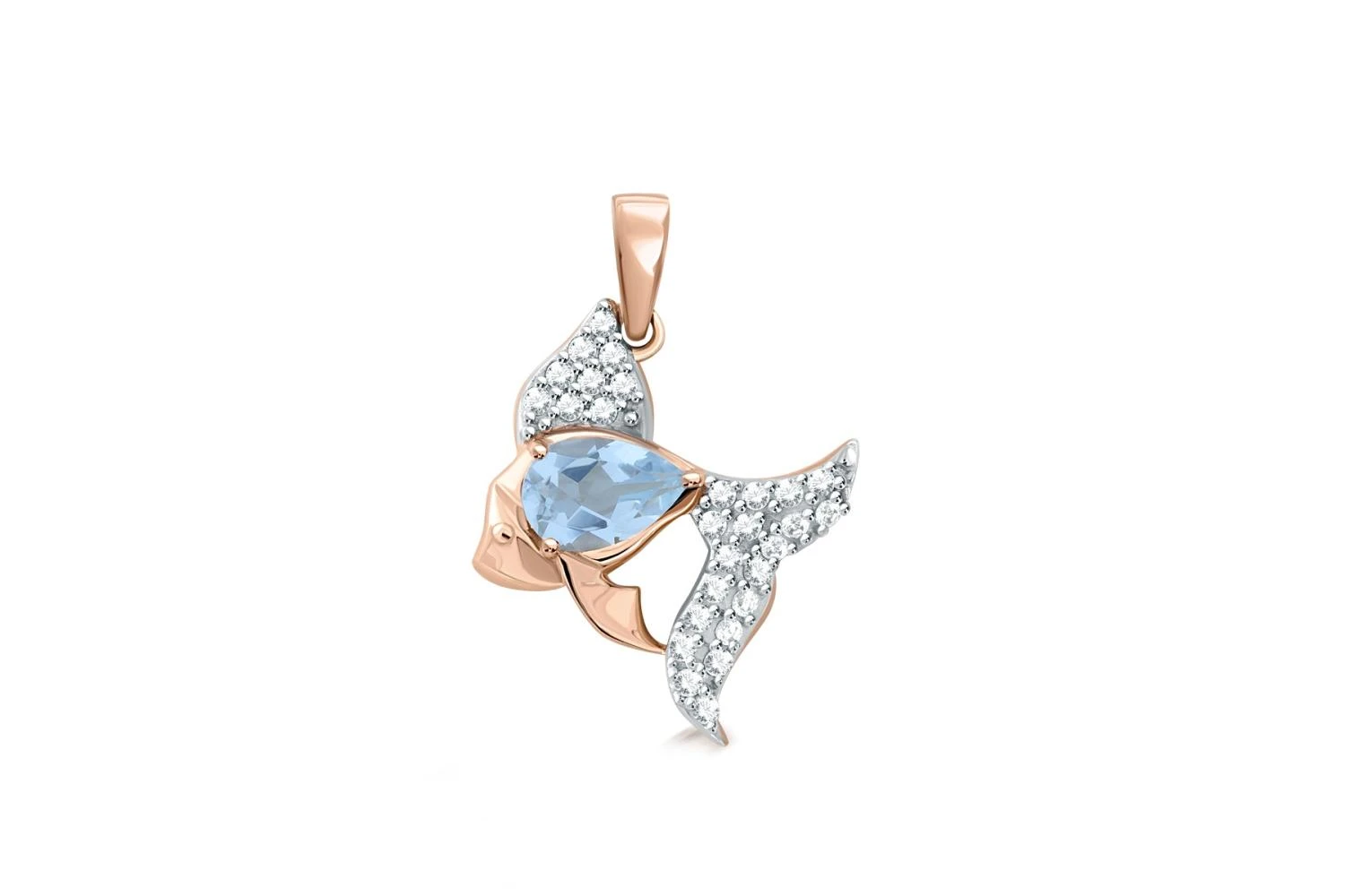 Подвеска из красного золота с топазом sky и 28 фианитами