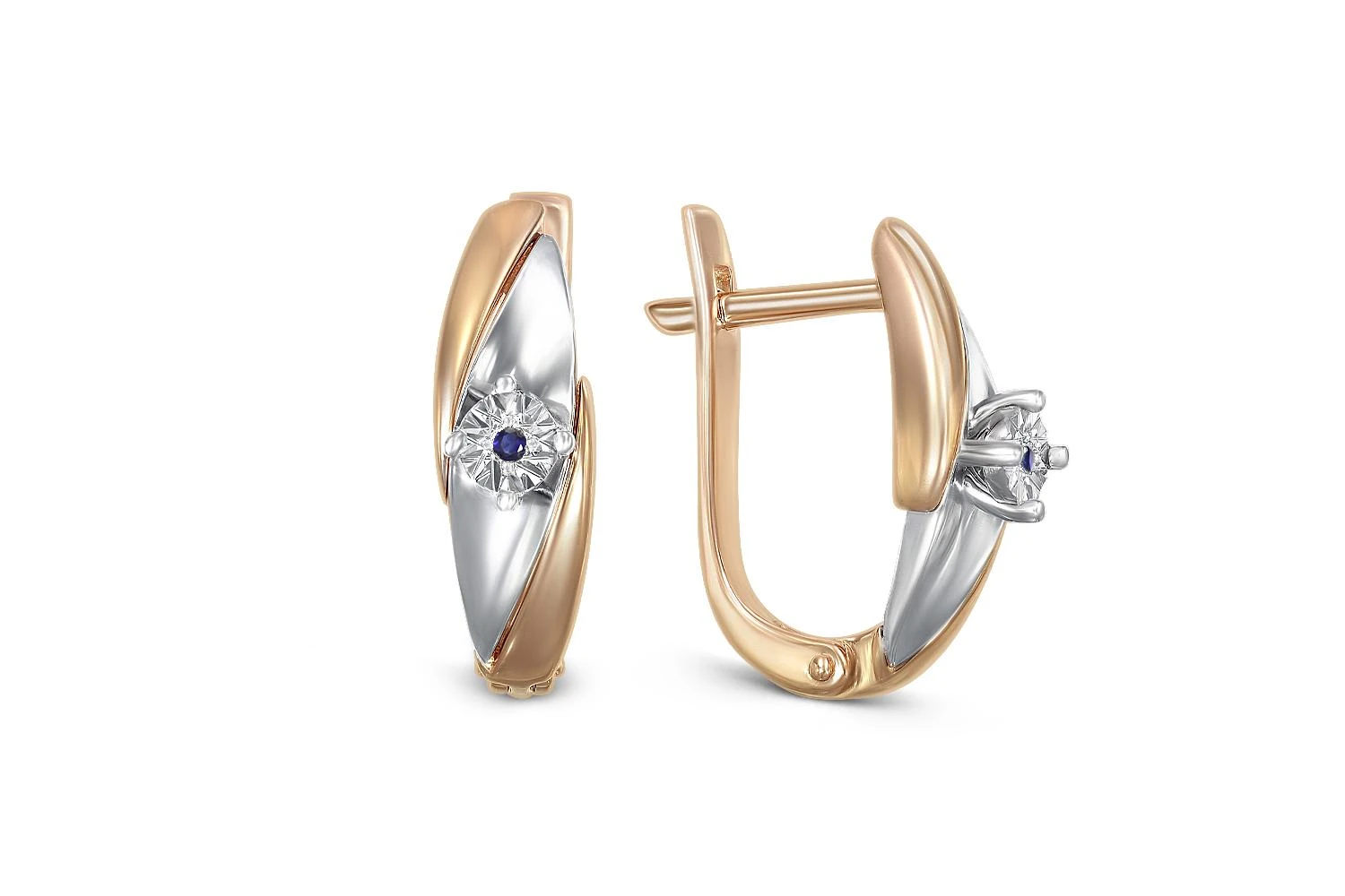 Серьги из красного золота с 2 сапфирами