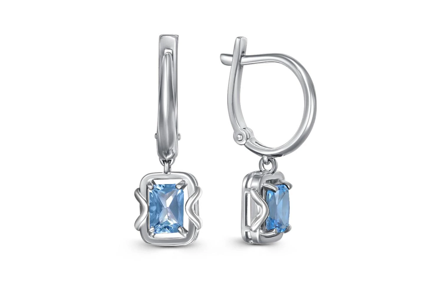 Серьги из белого золота с 2 топазами swiss