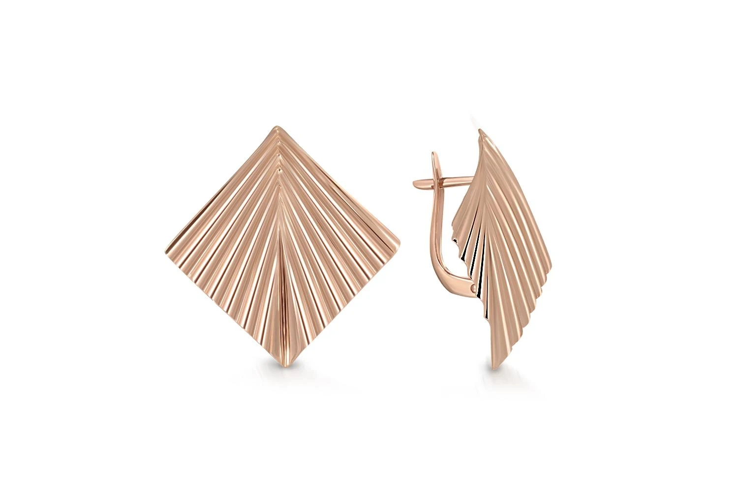 Серьги Квадраты из красного золота без вставок