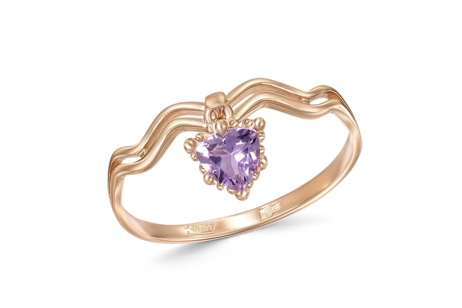 Кольцо из красного золота с аметистом
