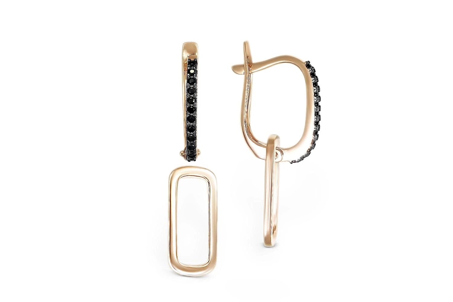 Серьги-трансформеры из красного золота с 24 фианитами