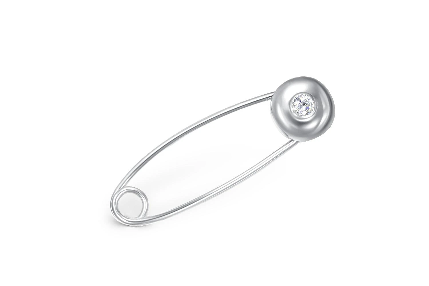 Булавка из белого золота с фианитом