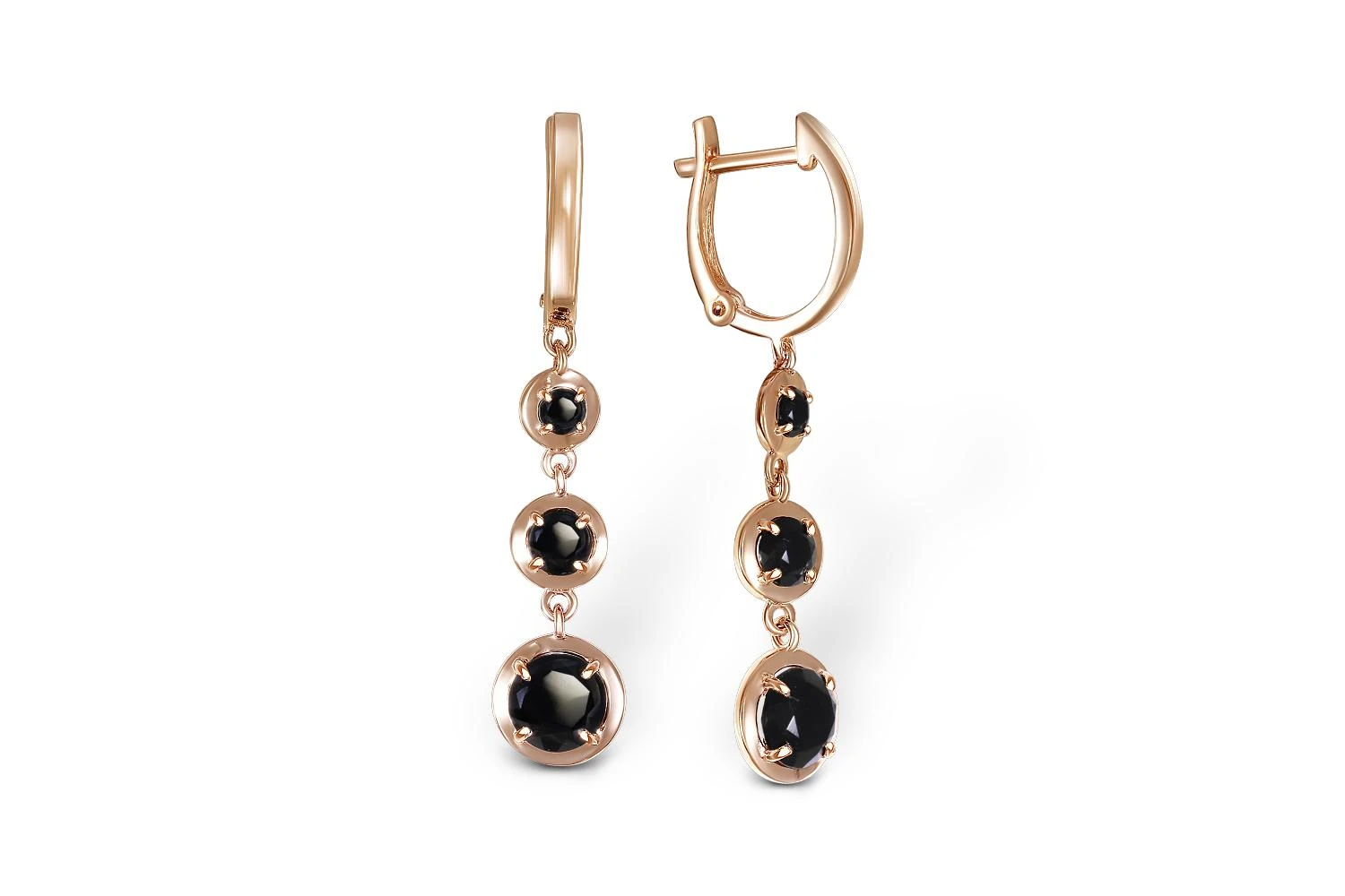 Серьги из красного золота с 6 агатами