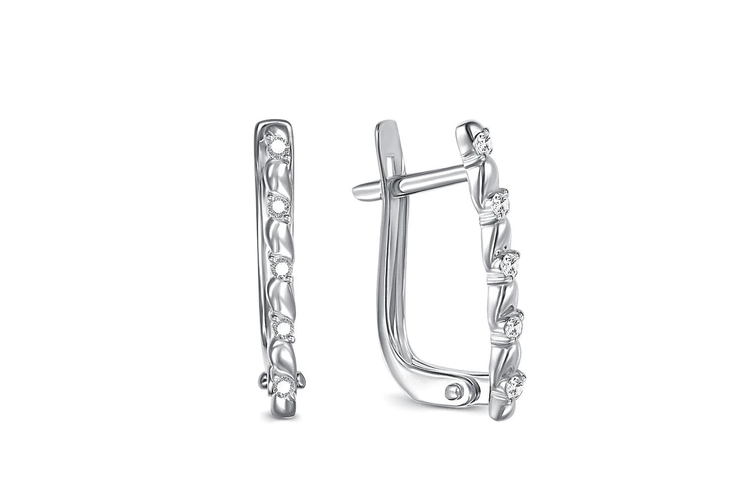 Серьги Дорожки из белого золота с 10 фианитами