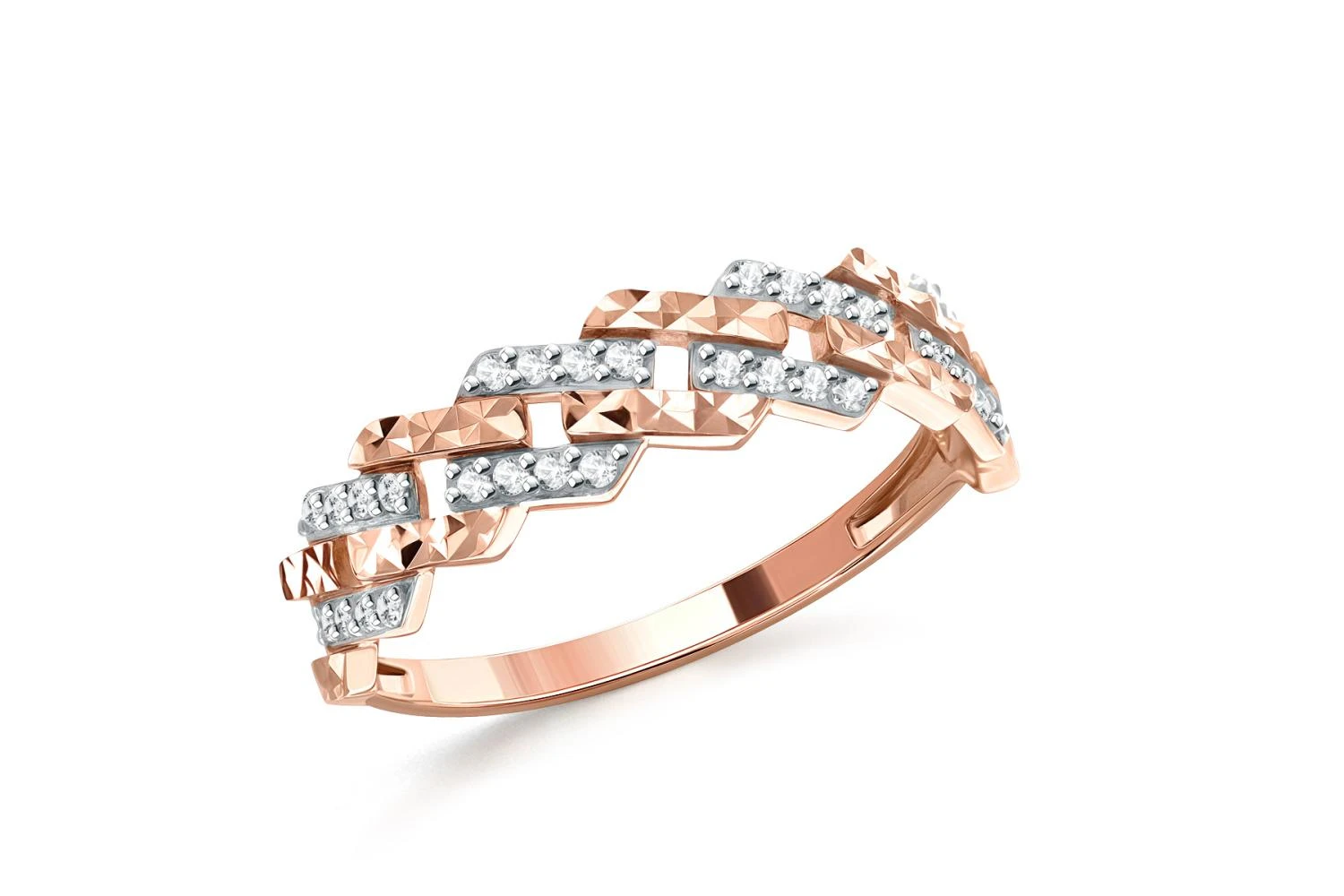 Кольцо из красного золота с 32 фианитами