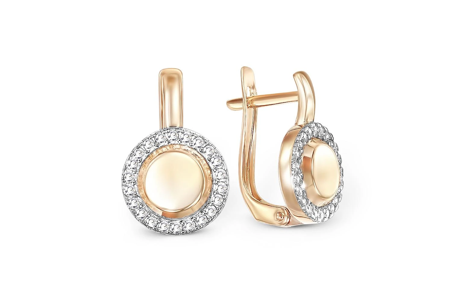 Серьги Круги из красного золота с 44 фианитами