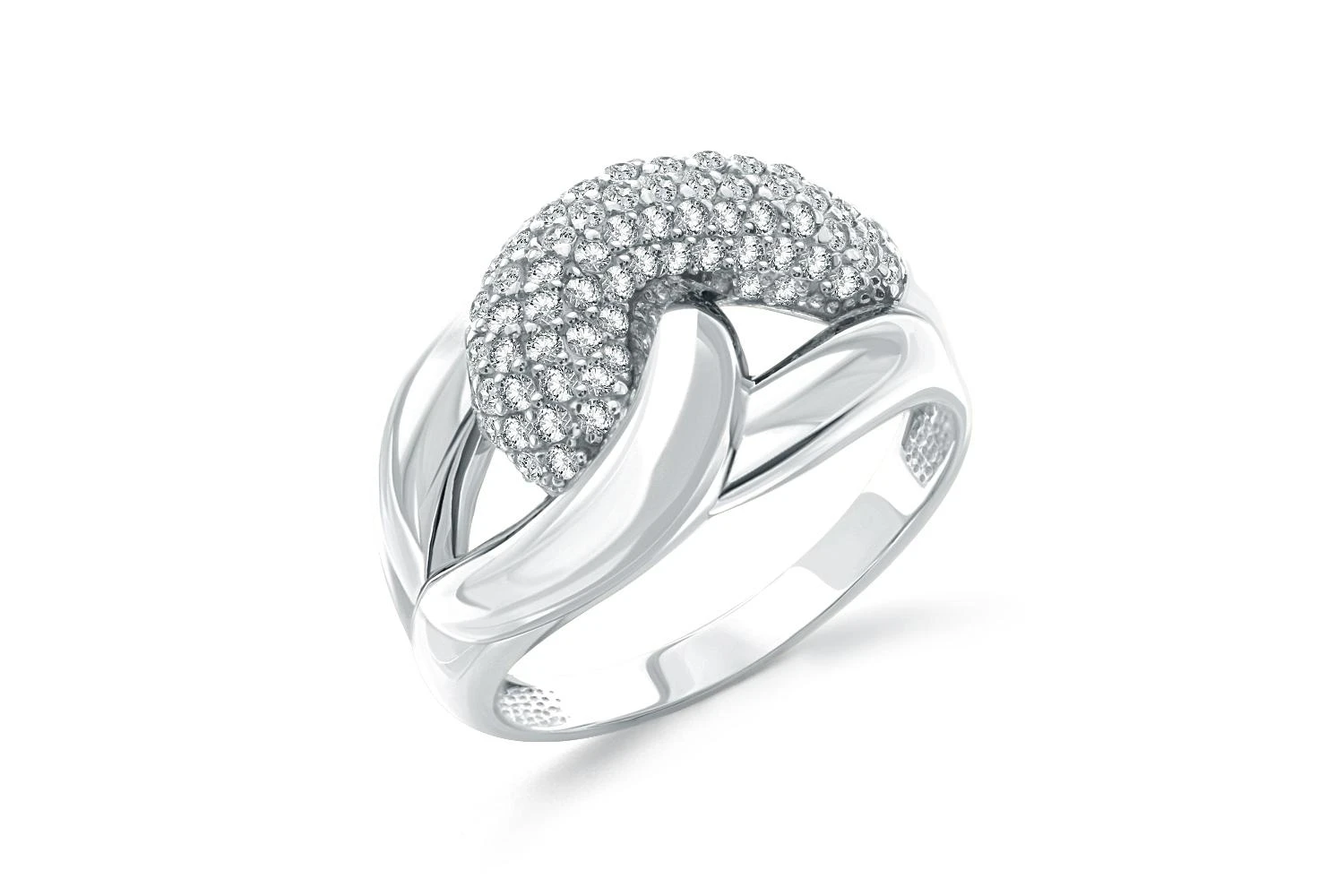Кольцо из белого золота с 95 фианитами