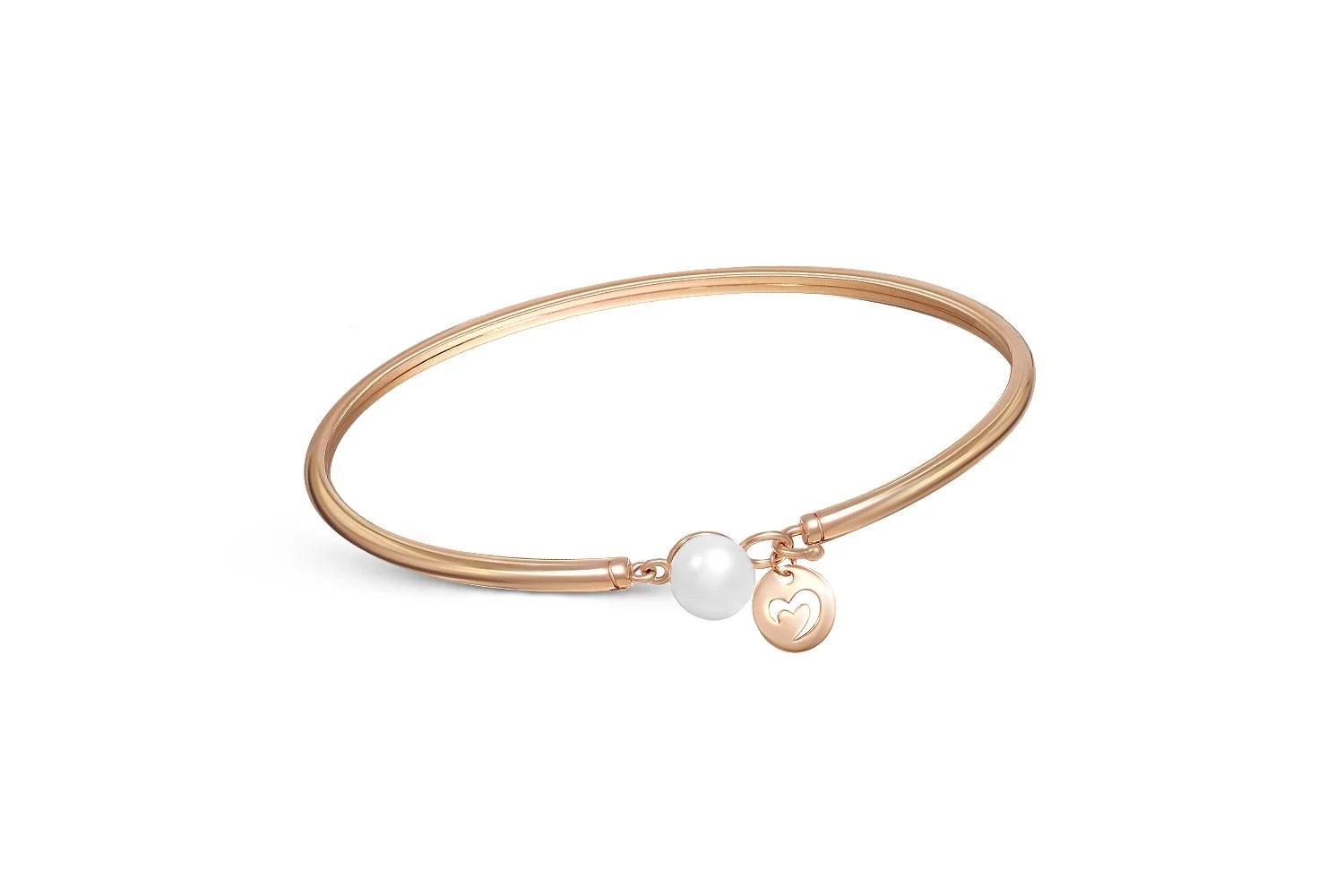Браслет Сердце из красного золота с жемчугом