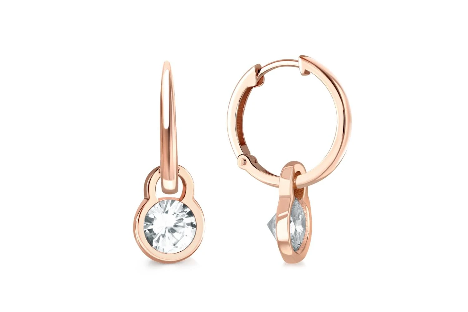 Серьги-трансформеры из красного золота с 2 фианитами