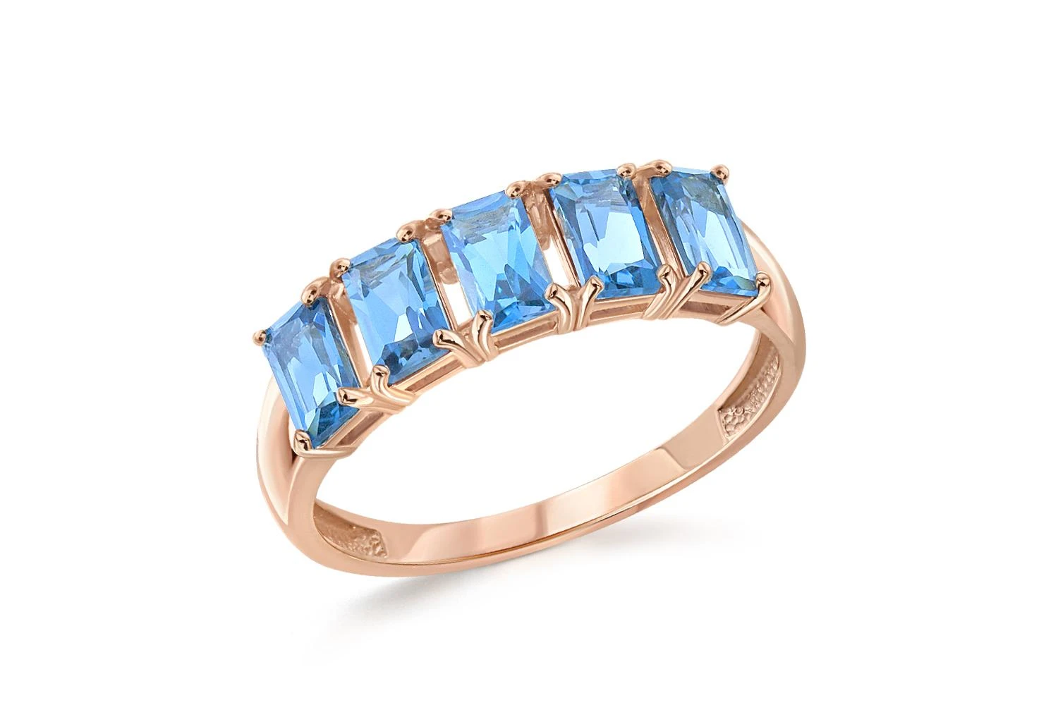 Кольцо Дорожка из красного золота с 5 топазами swiss