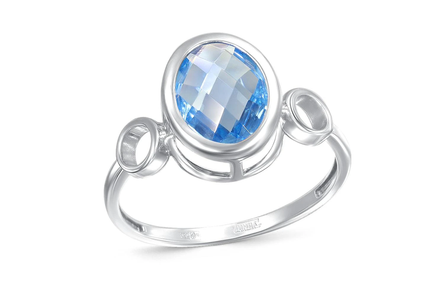 Кольцо из белого золота с ситаллом