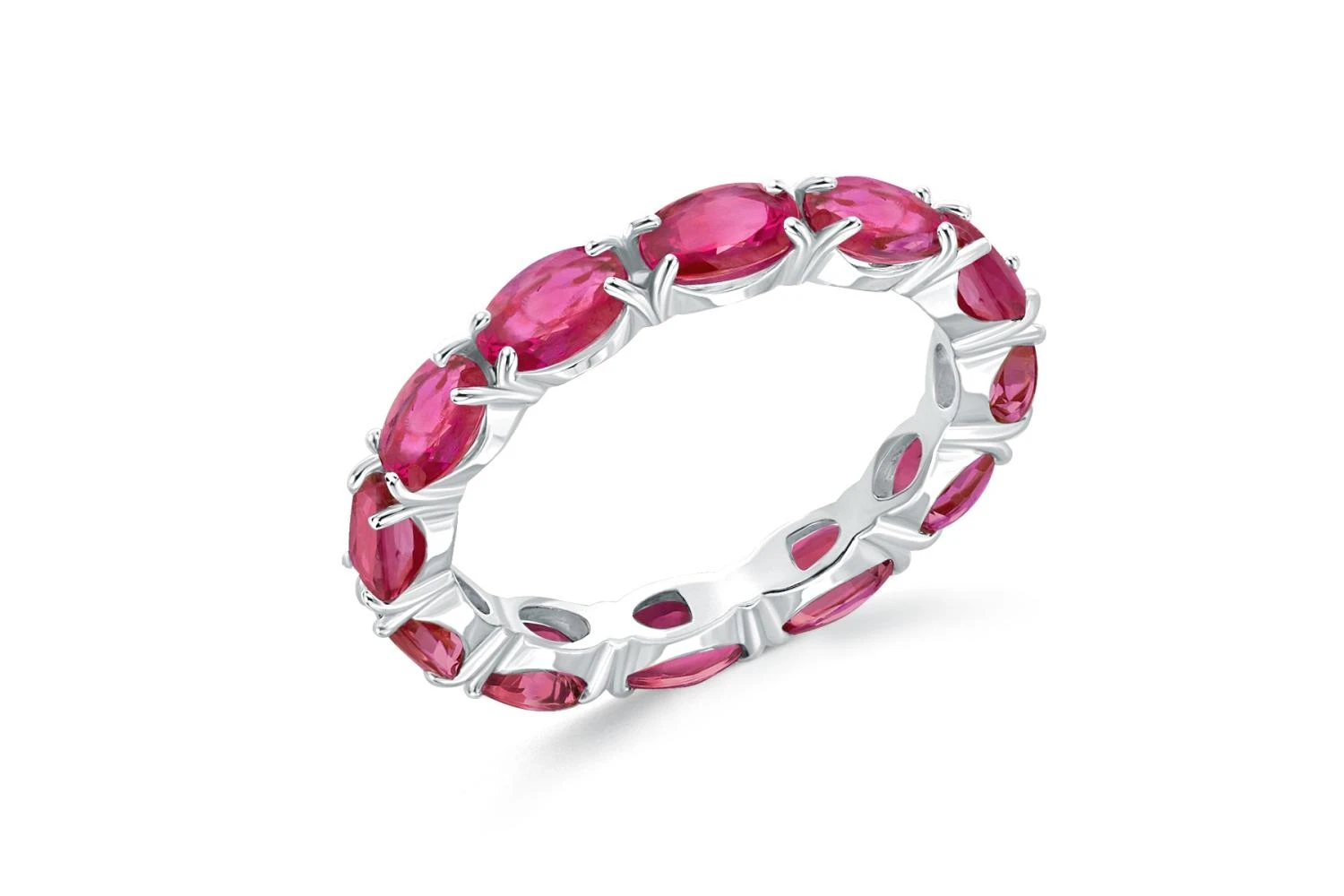Кольцо Дорожка из белого золота с 11 рубинами