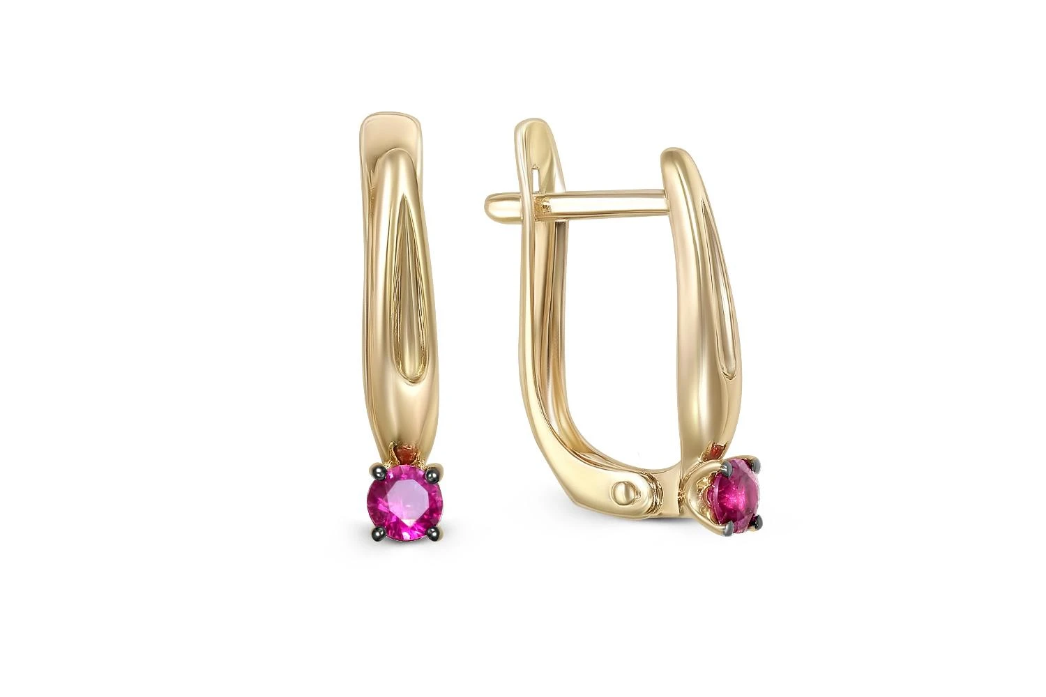 Серьги из жёлтого золота с 2 корундами